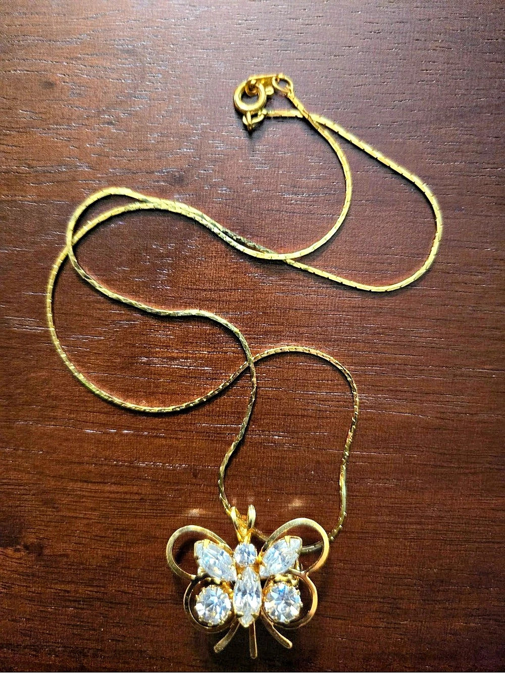 Gold-Tone Crystal Butterfly Pendant Necklace